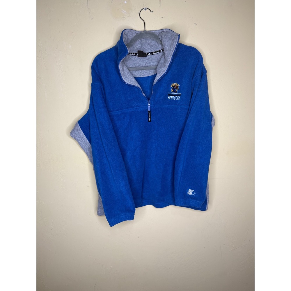 UK‎ Kentucky Wildcats Vtg y2K Starter Fleece Pullover Mens Large Blue Gray